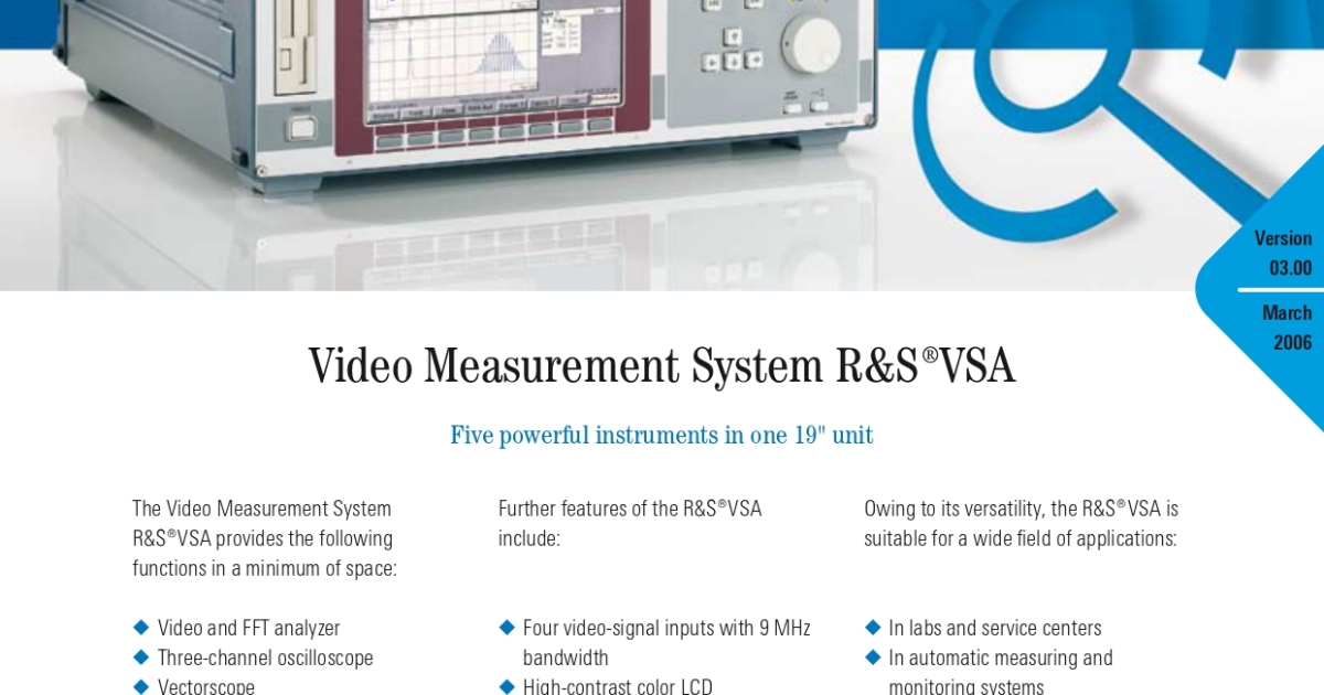 Hệ thống đo lường video R&S® VSA